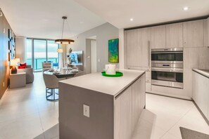Fridge, microwave, oven, stovetop - Modern Beachside Condo W Ocean Views (Hollywood)