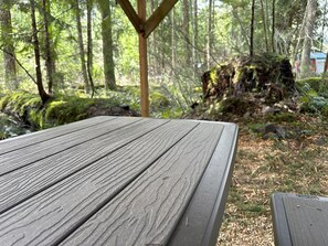 Outdoor dining - Private RV parking at the base of Mt. Rainier.  Have the forest to yourself! (Packwood)
