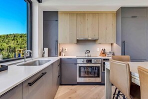 Herdplatte, Geschirrspüler, Wasserkocher mit Kaffee-/Teezubehör, Toaster