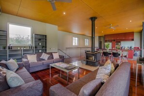 Una televisión, una chimenea