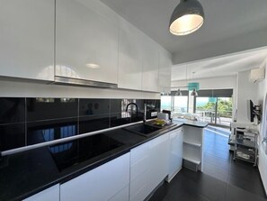 Fridge, microwave, oven, dishwasher