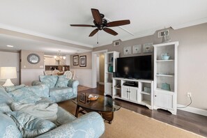 Smart TV - Beautifully updated 5th-floor oceanfront condo in Castle Reef, New Smyrna Beach. Enjoy stunning ocean, pool, and courtyard views. Community perks include a beachfront pool, gazebo, grills, and more—perfect for a relaxing beach getaway! (New Smyrna Beach)