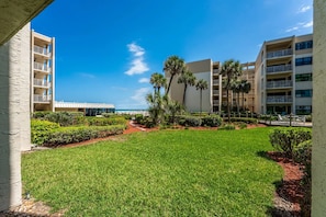 Property grounds - Beautifully updated 5th-floor oceanfront condo in Castle Reef, New Smyrna Beach. Enjoy stunning ocean, pool, and courtyard views. Community perks include a beachfront pool, gazebo, grills, and more—perfect for a relaxing beach getaway! (New Smyrna Beach)