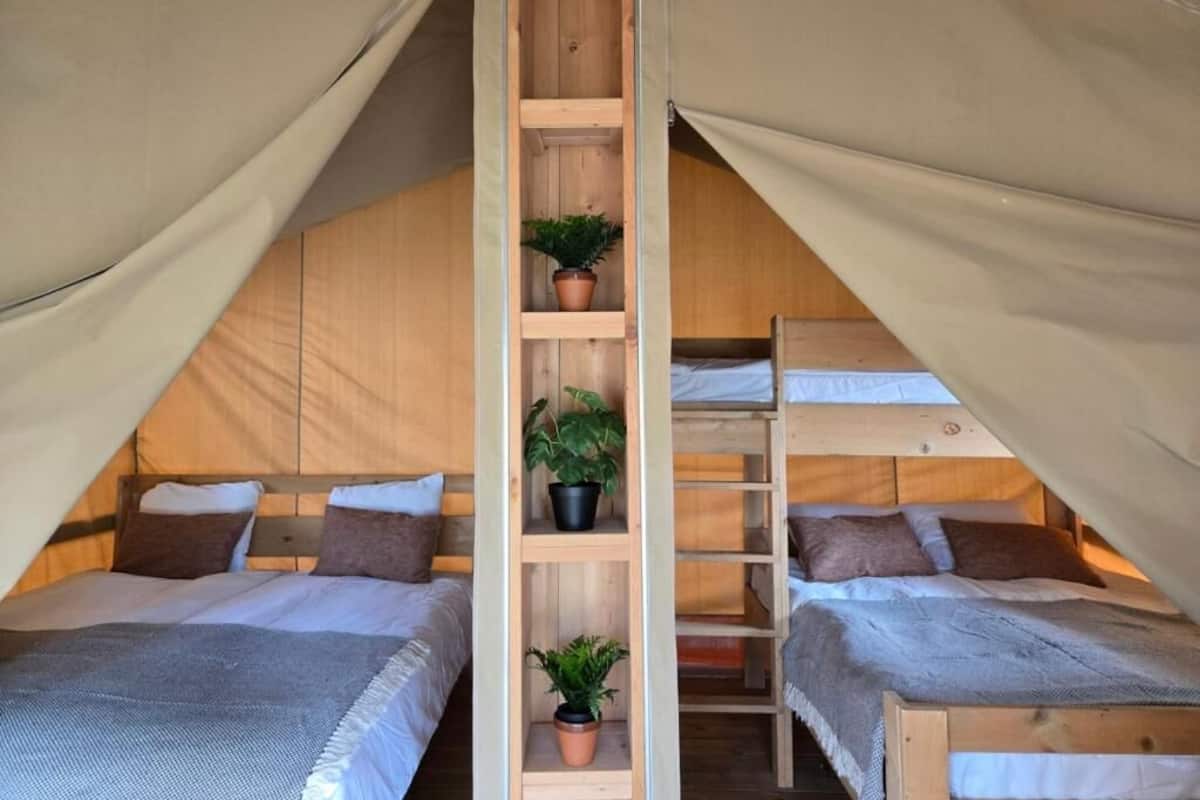 Family Tent | Individually decorated, desk, blackout curtains, iron/ironing board