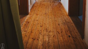 A hallway with wooden flooring and wooden doors on both sides. - Apartment Hochalm at 1705m, at the foot of the Alpspitze (no access by car)  (Garmisch-Partenkirchen)