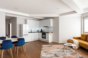 Basic Apartment | Private kitchen | Full-size fridge, oven, stovetop, dishwasher