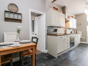 Fridge, dishwasher, electric kettle, toaster