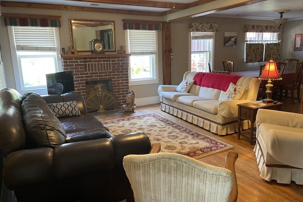 There is plenty of seating in the open living room.