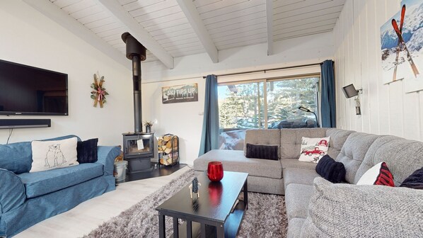 Fernseher, Kamin, DVD-Player