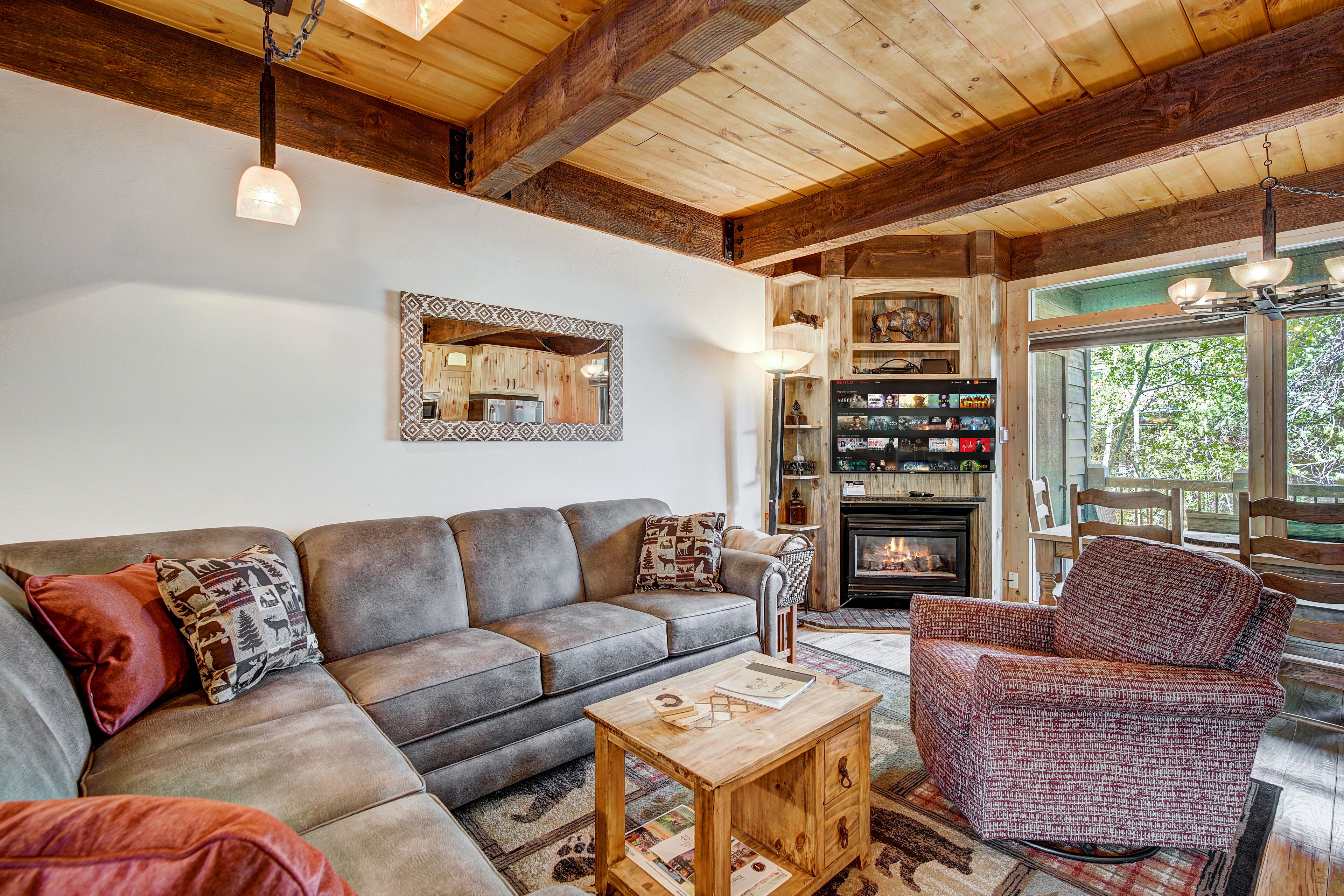 Smart TV, chimenea, videojuegos y libros 