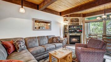 Smart TV, chimenea, videojuegos y libros