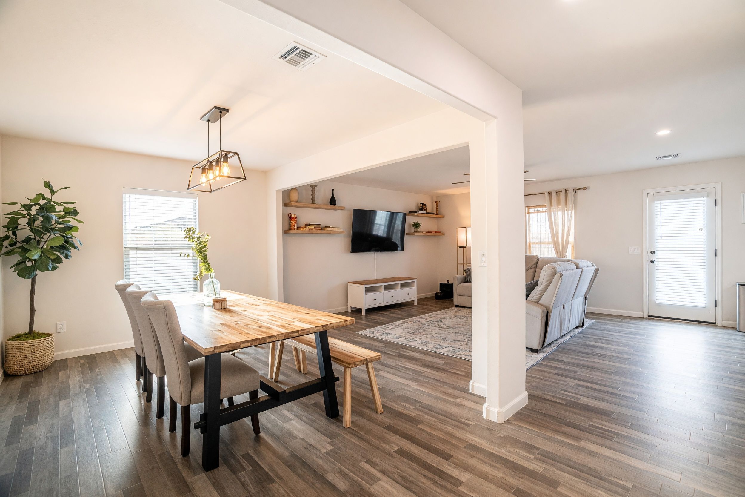 Open dining area connected to the living room.