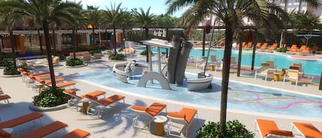 屋外プール、カバナ (有料)、プール パラソル