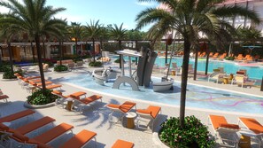 Outdoor pool, pool cabanas (surcharge), pool umbrellas - The Villas At The Disneyland Hotel (Anaheim)