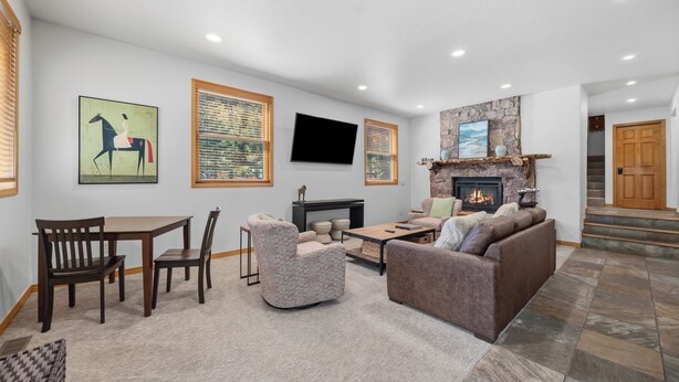 Smart TV, fireplace, video games, books