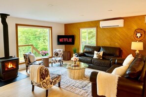 Smart TV, fireplace, video games, foosball