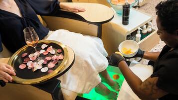 Body treatments, body scrubs, facials, manicures and pedicures, massages