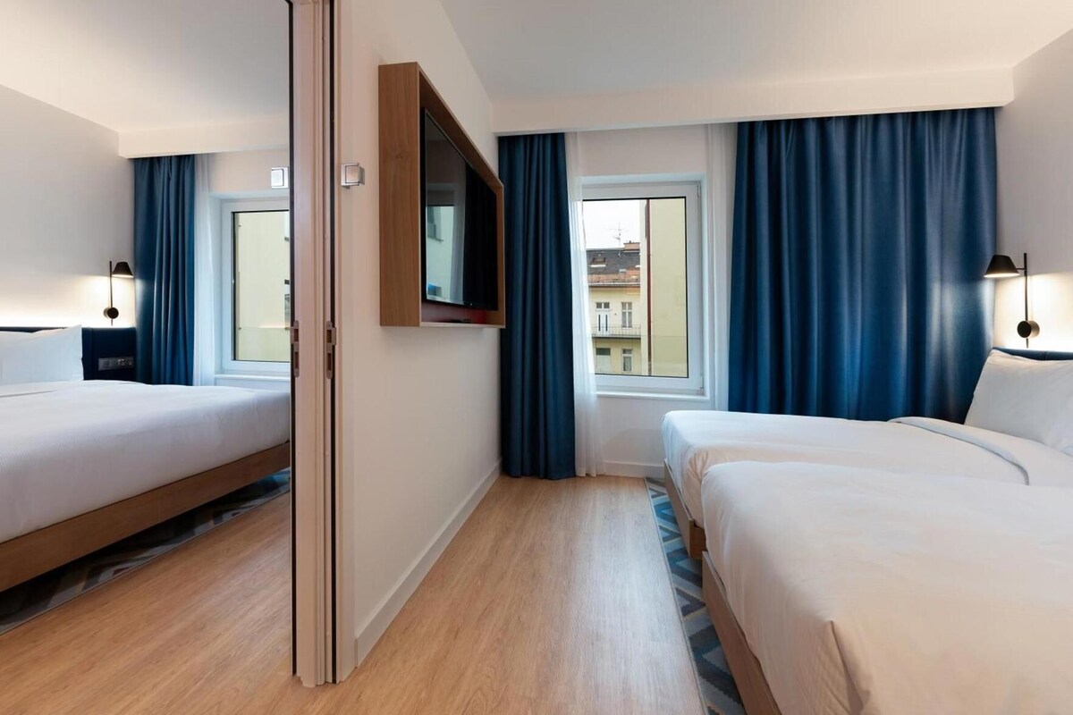 In-room safe, laptop workspace, blackout curtains, soundproofing