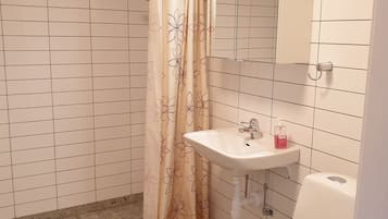 Ducha, piso con calefacción en el baño, jabón, papel higiénico