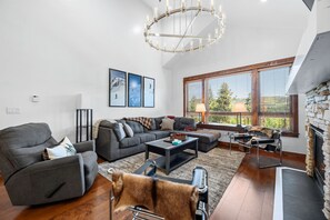 Smart TV, fireplace, video games, DVD player