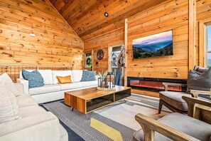 TV, fireplace, DVD player, foosball