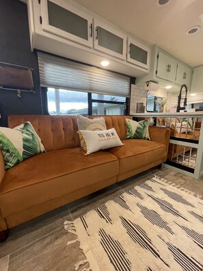 Living area - “The Happy Camper” with Private Yard & Hot Tub (Sarasota)