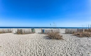 On the beach, white sand, beach bar - Stunning Oceanfront 3 bedroom condo (Myrtle Beach)