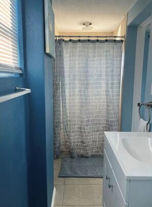 Shower, hair dryer, towels, soap - Seaside Sunsets, Our Oceanfront Home In Aripeka (Spring Hill)