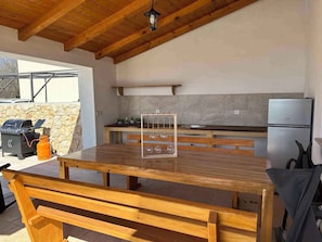 Outdoor dining - Villa with large pool- wheelchair accessible (Dobrinj)