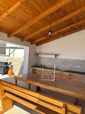 Outdoor dining - Villa with large pool- wheelchair accessible (Dobrinj)