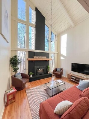 Smart-TV, peis og bøker