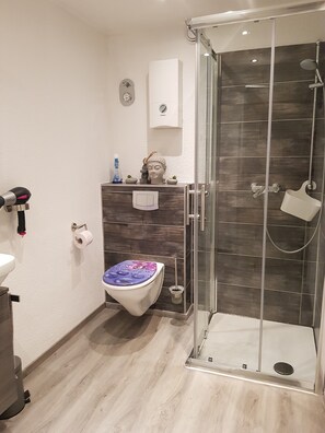 Regadera, secadora de cabello, toallas 