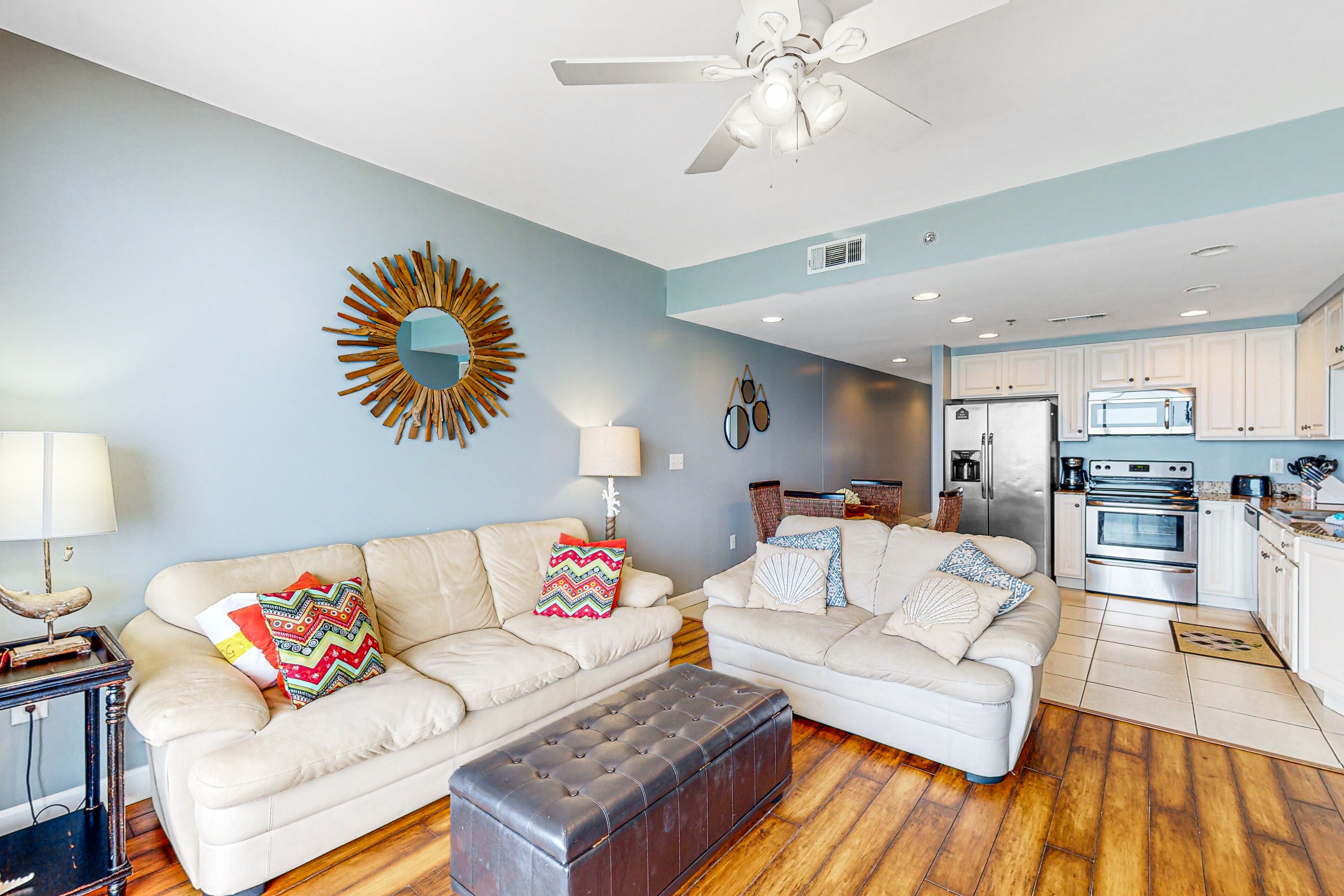 Gulf-front condo just steps from the beach with a balcony, pools, & gym