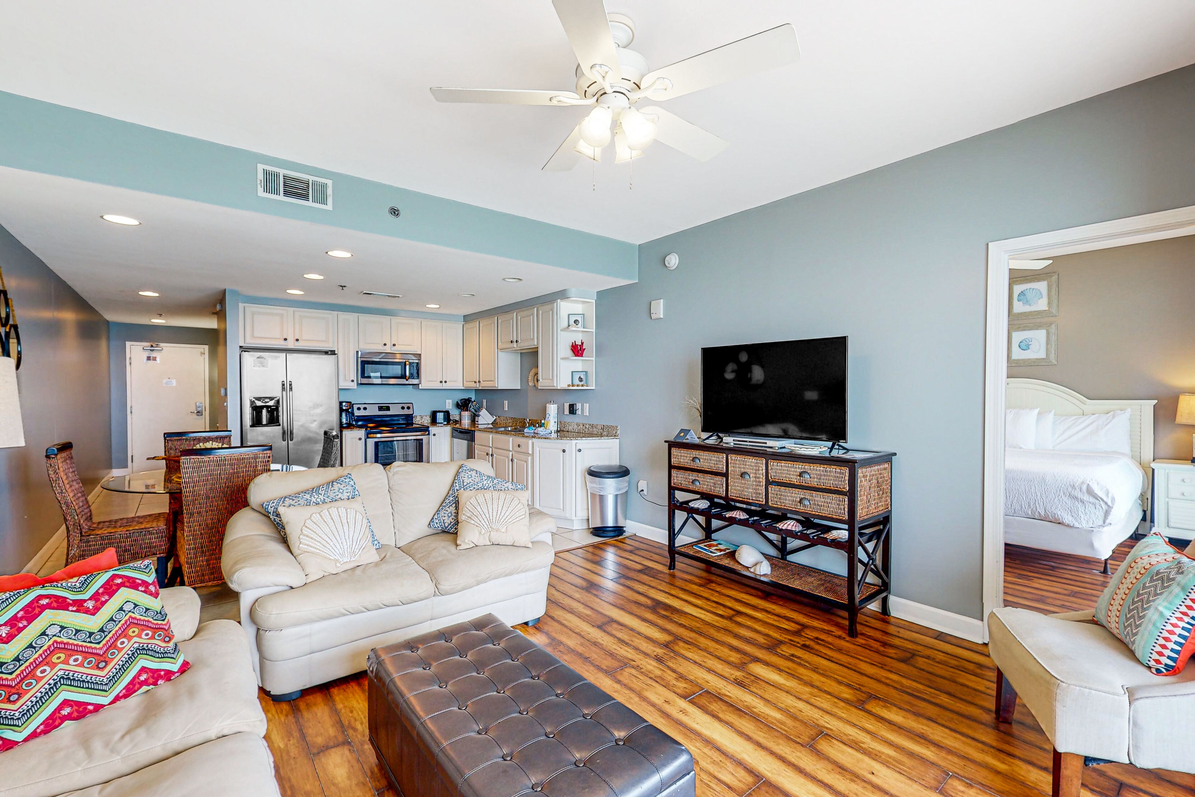 Gulf-front condo just steps from the beach with a balcony, pools, & gym