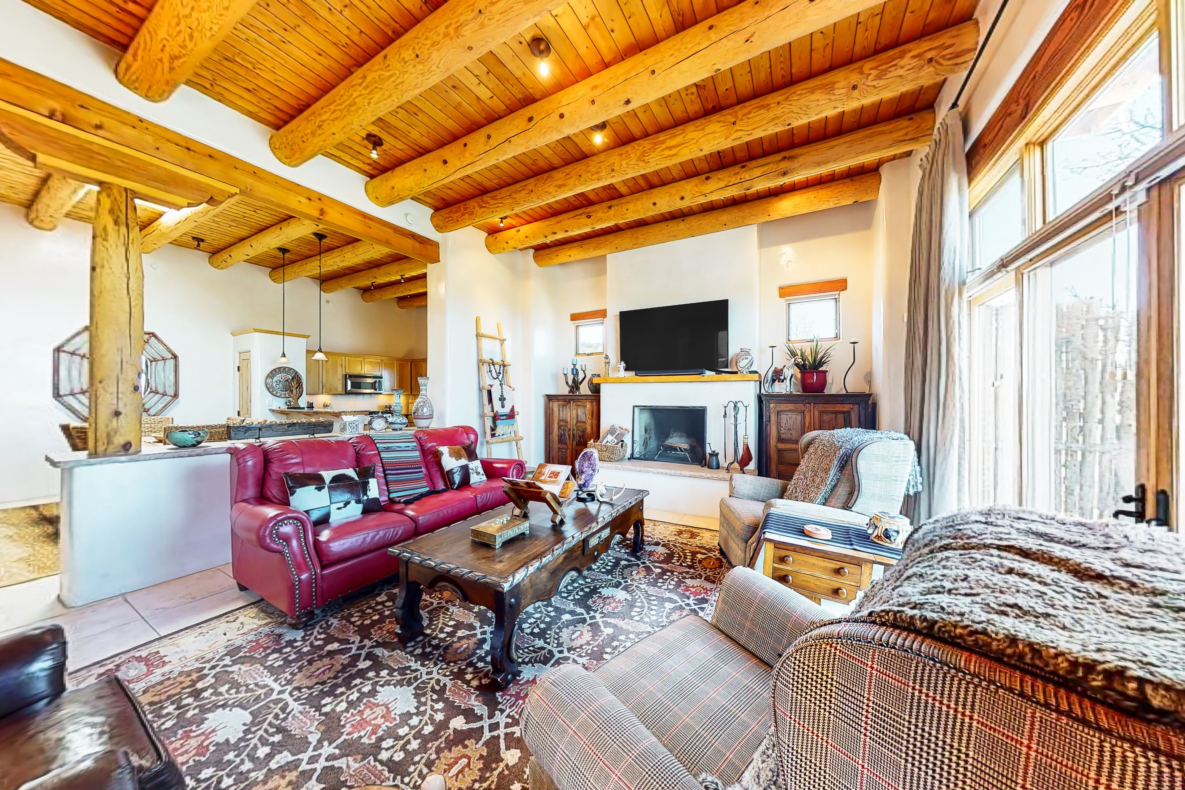 Dog-friendly condo with kiva fireplaces, enclosed yard, & pool access