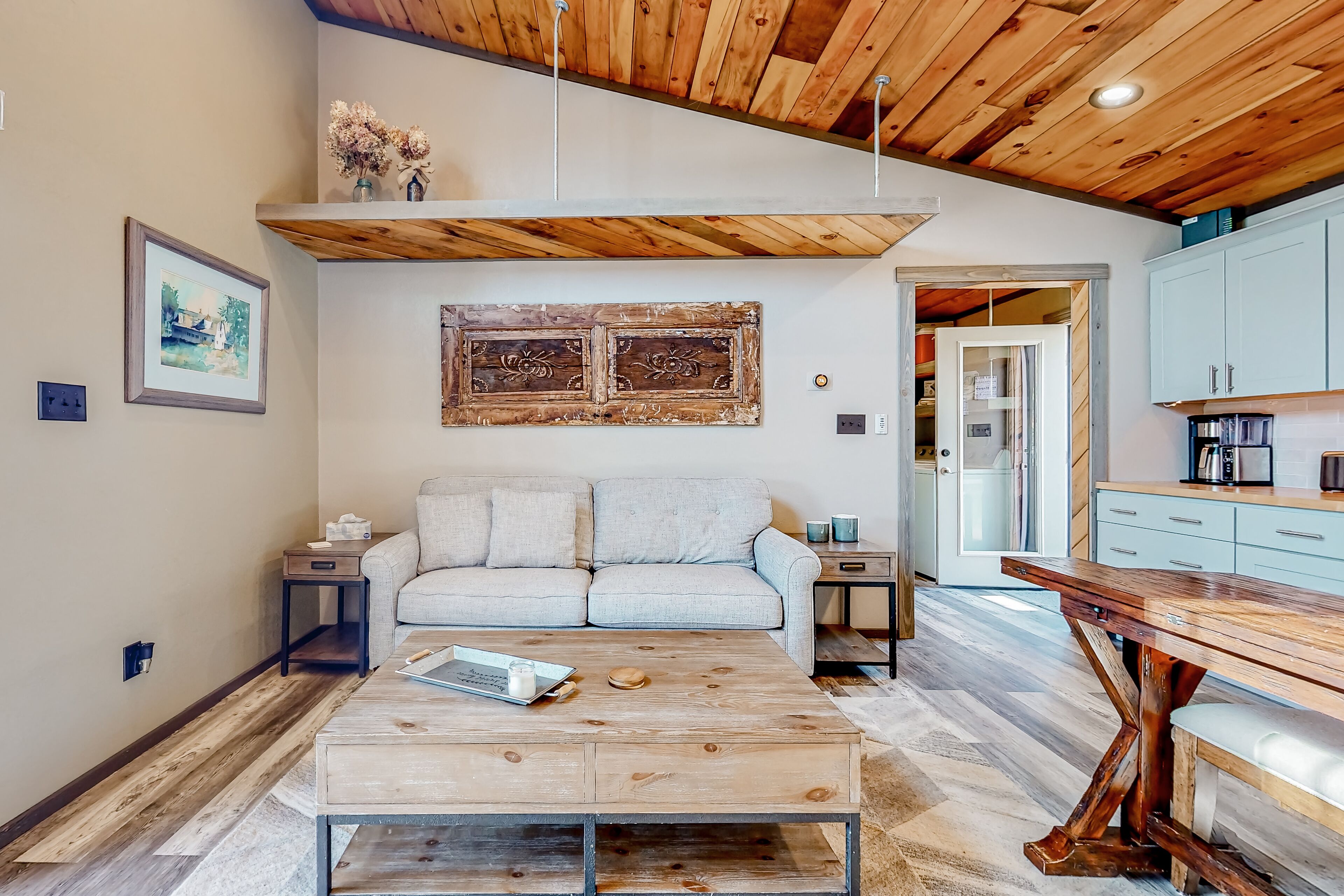 Inviting dog-friendly home with fitness area, firepit, central AC, & W/D