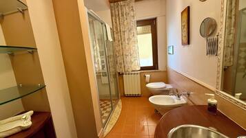 Dusche, Haartrockner, Bidet, Handtücher