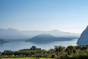 A panoramic view of a lake surrounded by mountains and a clear sky. - La Casa di Sarah in Solto Collina (Solto Collina)