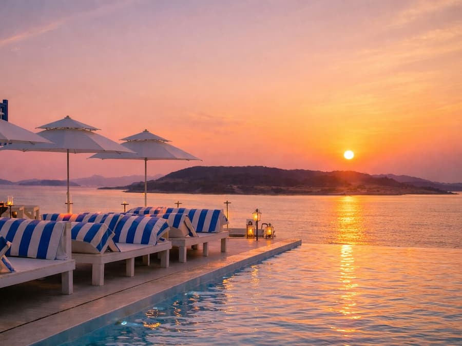 Indoor pool, seasonal outdoor pool, pool cabanas (surcharge)