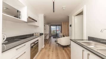 Basic Apartment, 1 Queen Bed | Private kitchen