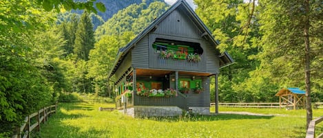 ชาเลท์สำหรับครอบครัว, หลายห้องนอน, ติดภูเขา (Alpine Chalet Metka at Lake Bohinj) | บริเวณภายนอก