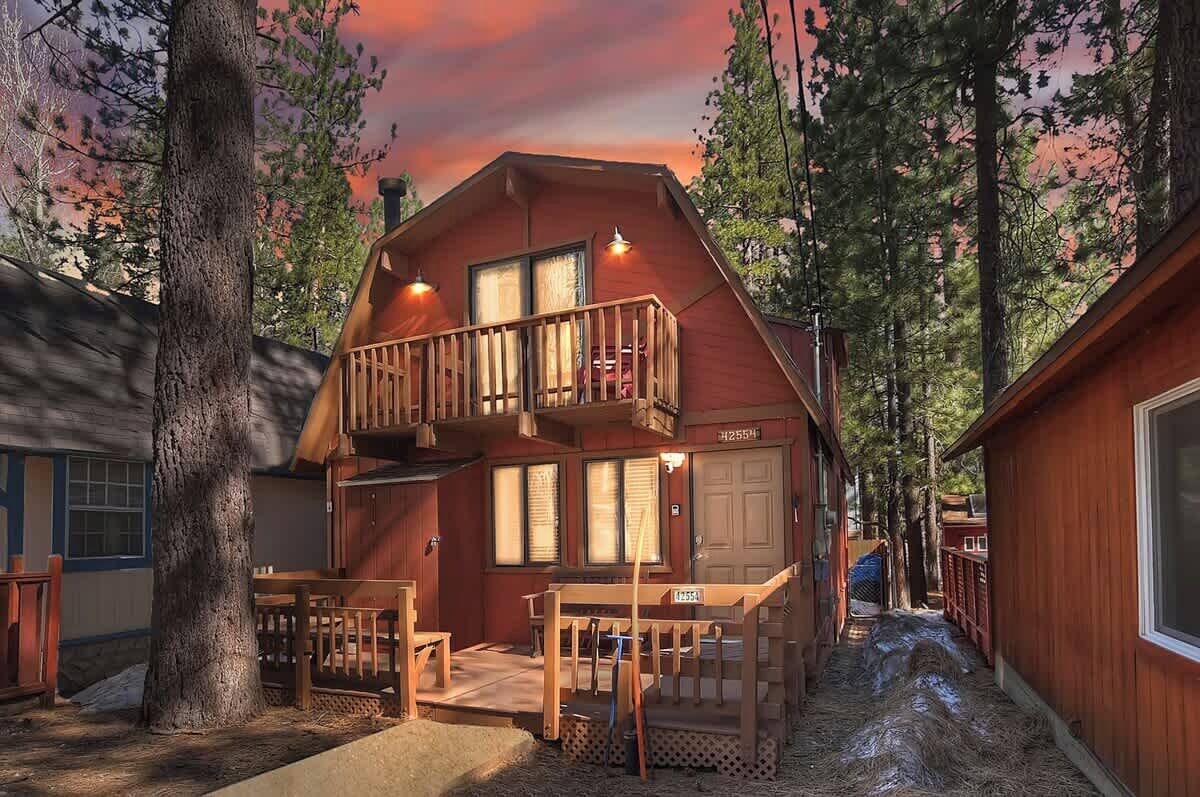 Front view at sunset.