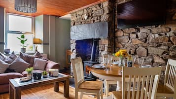TV, fireplace