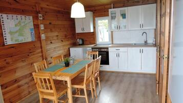 Fridge, stovetop, espresso maker, coffee/tea maker