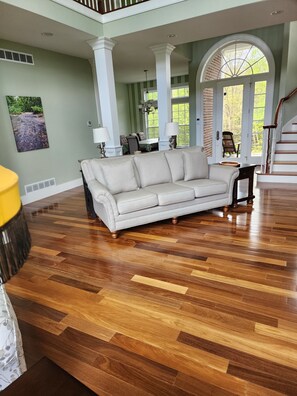 テレビ、暖炉、DVD プレーヤー、書庫