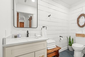 Shower, towels, soap, shampoo