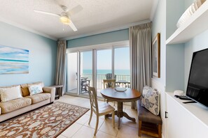 TV, streaming services - Beachfront condo with amazing Gulf views, pool, hot tub, private balcony, & W/D (Perdido Key)