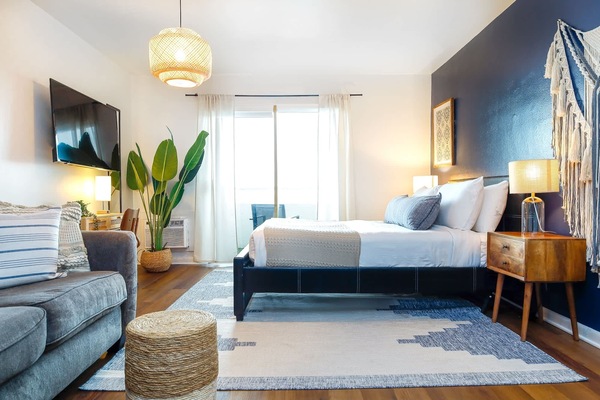 Relax in our stylish living room, a cozy spot that perfectly captures the essence of Miami living.