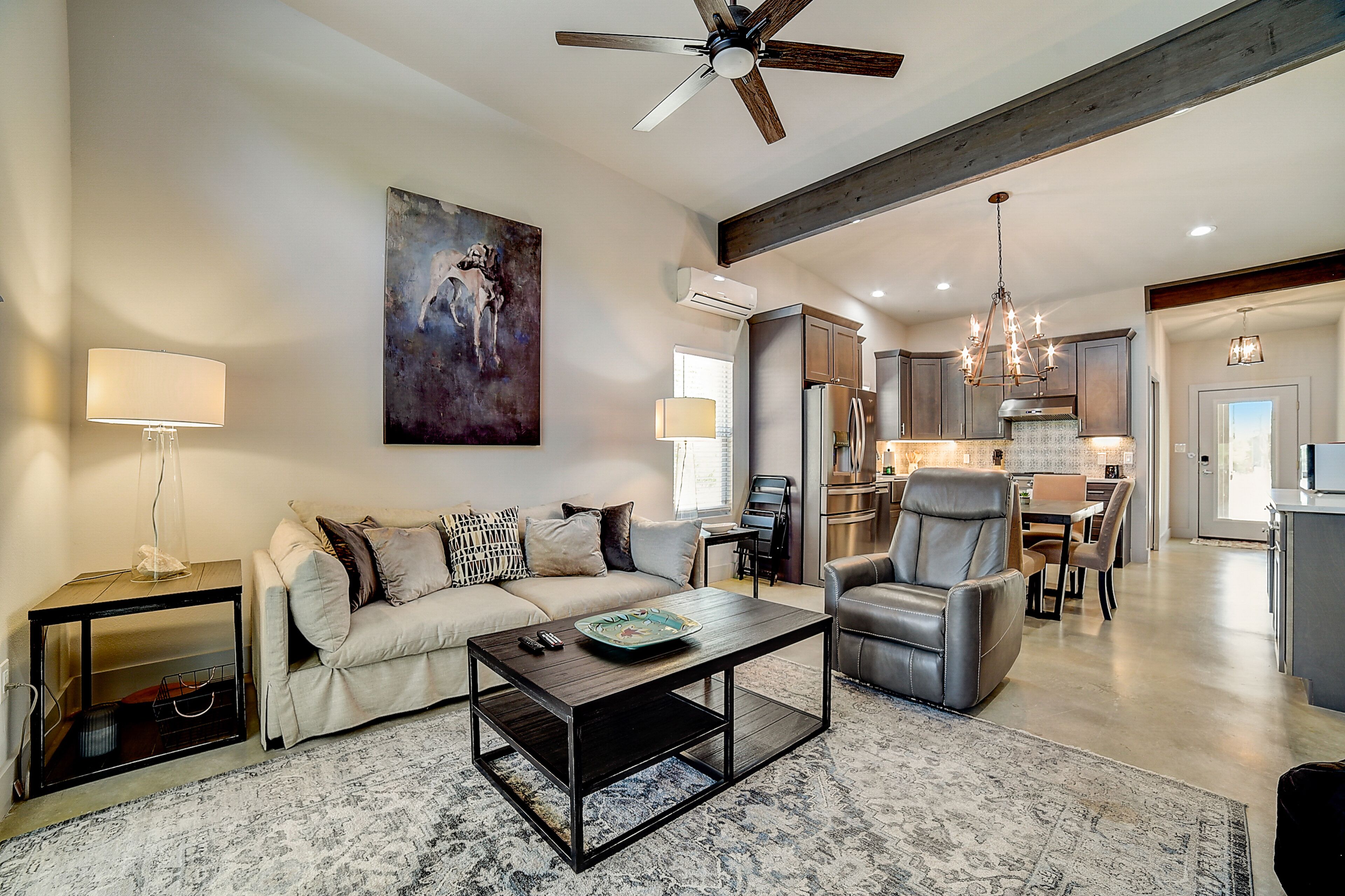 Dog-friendly home with private hot tub, porch, grill, AC, & W/D