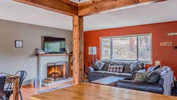 Smart TV, fireplace, video games, books